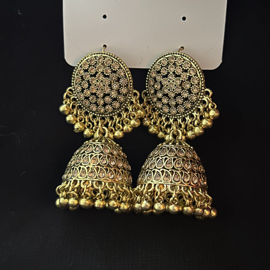 Gold Ethnic Jhumka Earrings (Article no: 1012)